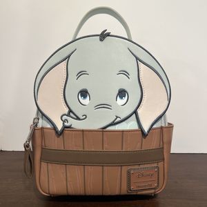 RARE Loungefly Disney Dumbo Bathtub Mini Backpack Faux Leather Gray/Brown